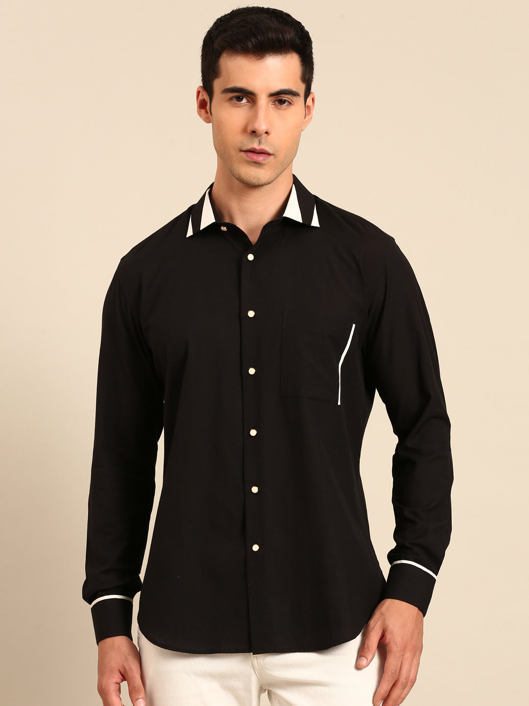 Black Malai Cotton Shirt  -  MM0913