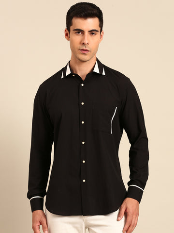 Black Malai Cotton Shirt  -  MM0913
