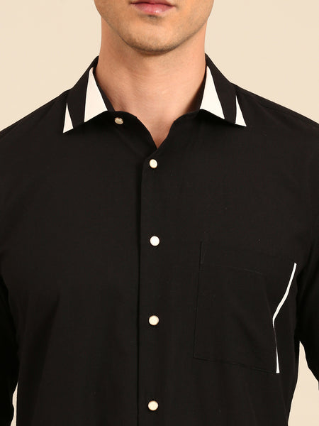 Black Malai Cotton Shirt  -  MM0913