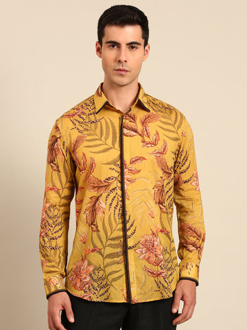 Yellow Printed Muslin Shirt  -  MM0916