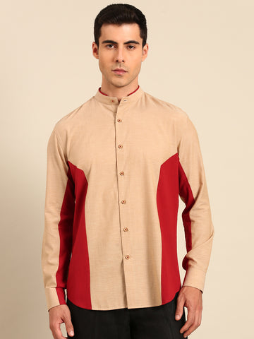 Beige Maroon Malai Cotton Shirt -  MM0917