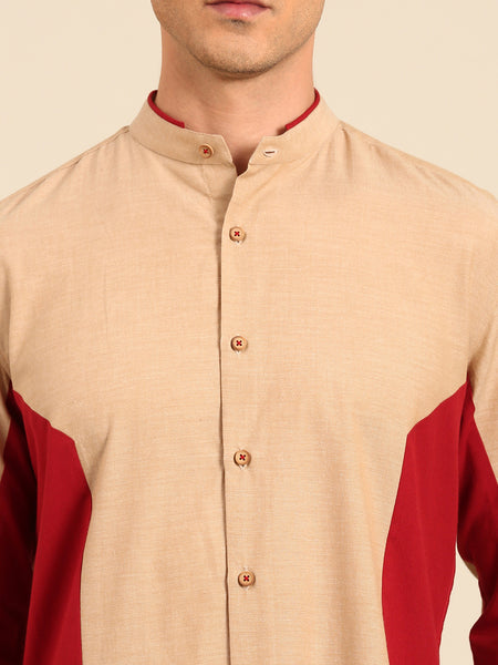 Beige Maroon Malai Cotton Shirt -  MM0917