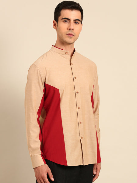 Beige Maroon Malai Cotton Shirt -  MM0917
