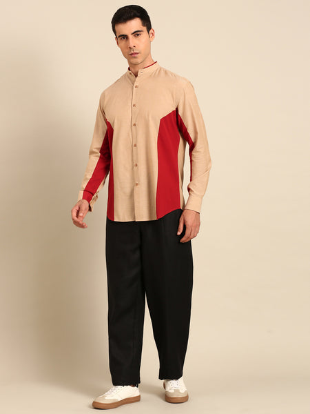 Beige Maroon Malai Cotton Shirt -  MM0917