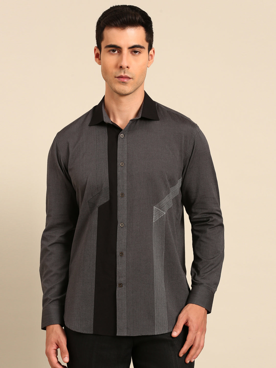 Charcoal Black Malai Cotton Shirt -  MM0919