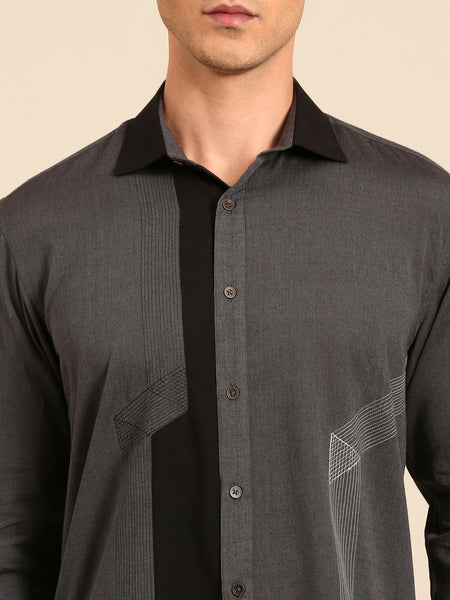 Charcoal Black Malai Cotton Shirt -  MM0919