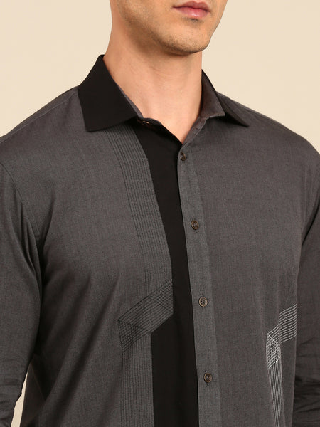 Charcoal Black Malai Cotton Shirt -  MM0919
