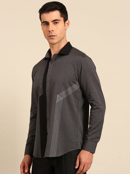 Charcoal Black Malai Cotton Shirt -  MM0919
