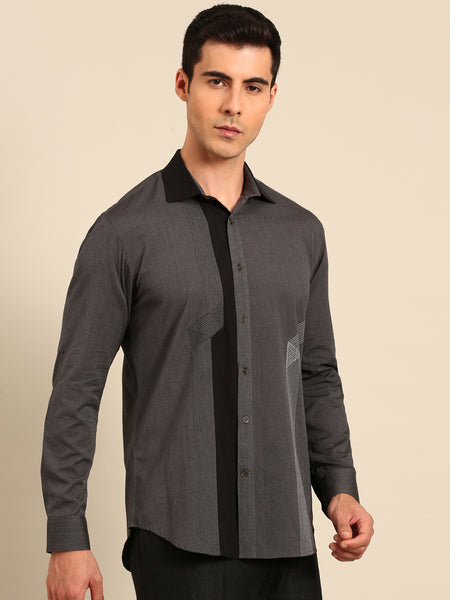 Charcoal Black Malai Cotton Shirt -  MM0919