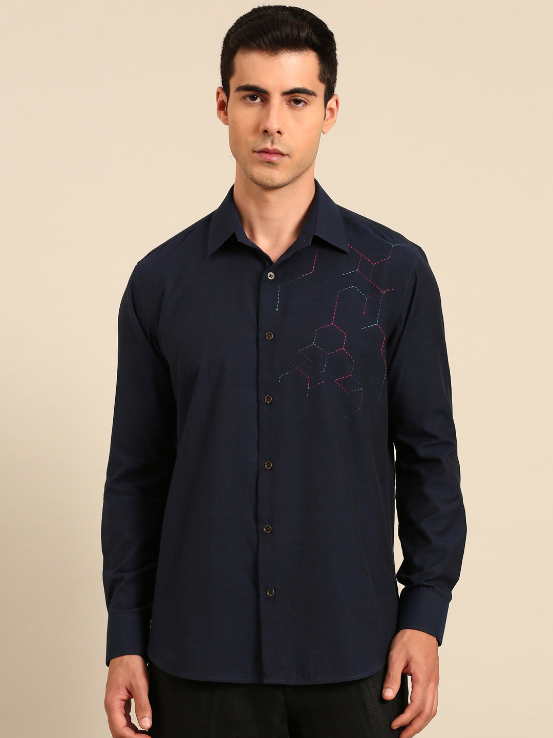 Navy Blue Malai Cotton Shirt -  MM0920