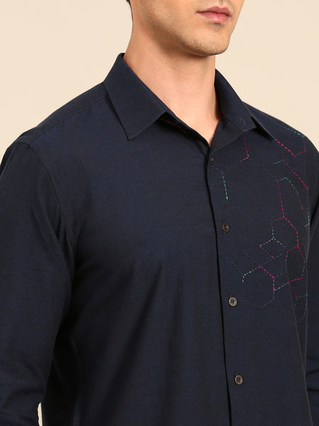 Navy Blue Malai Cotton Shirt -  MM0920