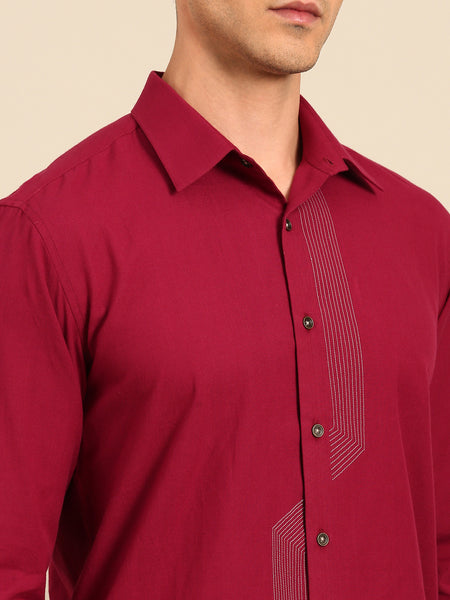 Red Malai Cotton Shirt -  MM0921