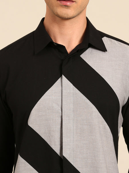 Black & Grey Malai Cotton Shirt -  MM0922