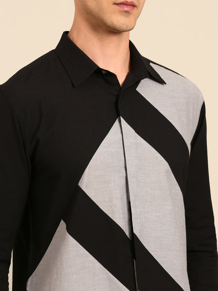 Black & Grey Malai Cotton Shirt -  MM0922