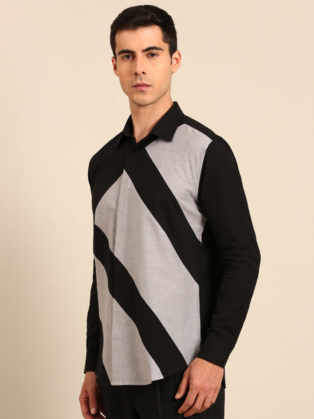 Black & Grey Malai Cotton Shirt -  MM0922