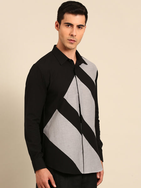 Black & Grey Malai Cotton Shirt -  MM0922