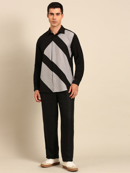 Black & Grey Malai Cotton Shirt -  MM0922