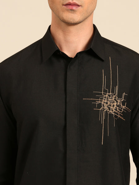 Black Malai Cotton Shirt -  MM0923