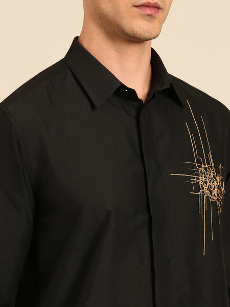 Black Malai Cotton Shirt -  MM0923