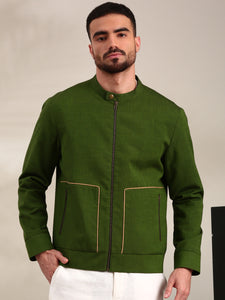 Green Cotton Bomber Jacket - MMBJ025