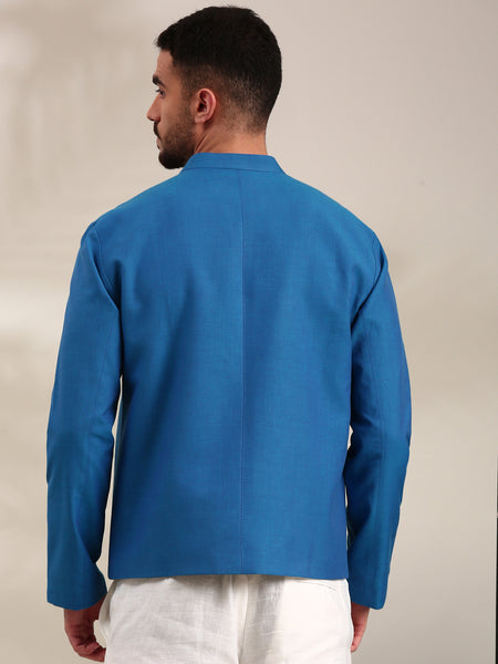 Blue Cotton Bomber Jacket - MMBJ028