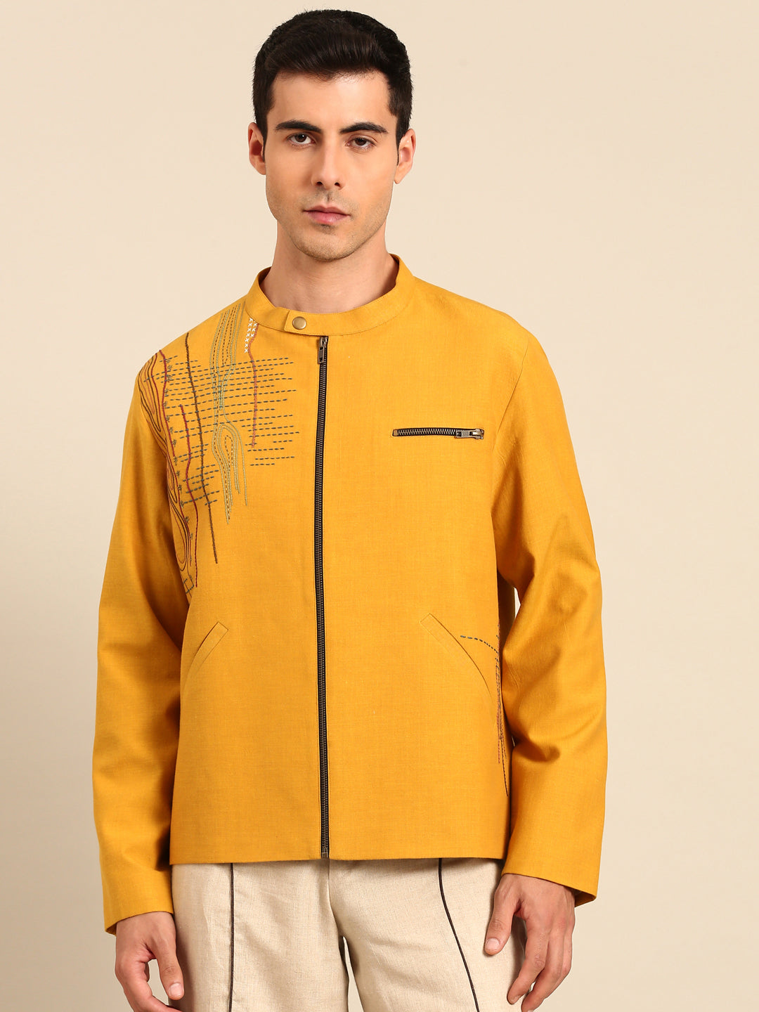 Mustard Yellow Malai Cotton Bomber Jacket - MMBJ040