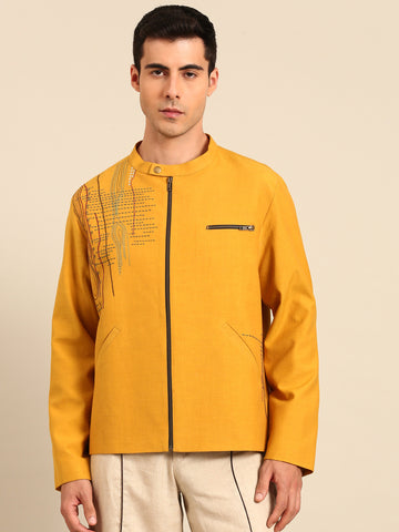Mustard Yellow Malai Cotton Bomber Jacket - MMBJ040