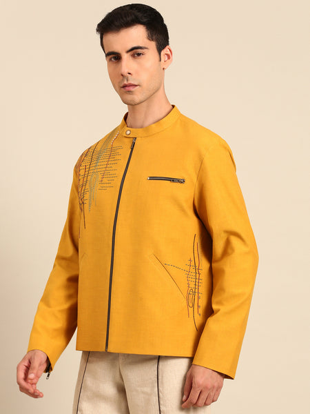 Mustard Yellow Malai Cotton Bomber Jacket - MMBJ040
