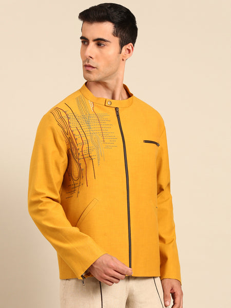 Mustard Yellow Malai Cotton Bomber Jacket - MMBJ040