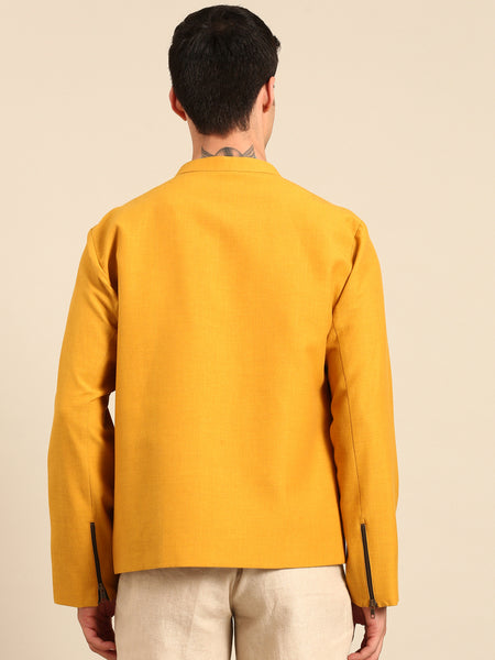 Mustard Yellow Malai Cotton Bomber Jacket - MMBJ040