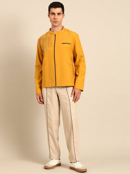 Mustard Yellow Malai Cotton Bomber Jacket - MMBJ040