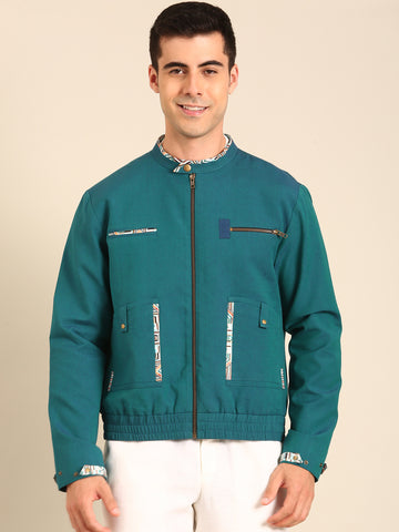 Blue Malai Cotton Bomber Jacket - MMBJ041