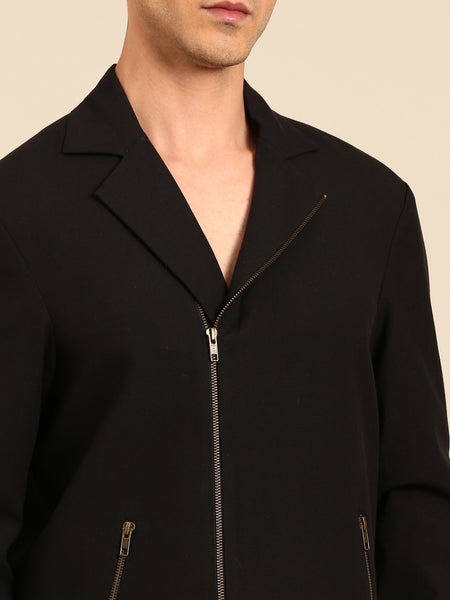 Black Malai Cotton Bomber Jacket - MMBJ045
