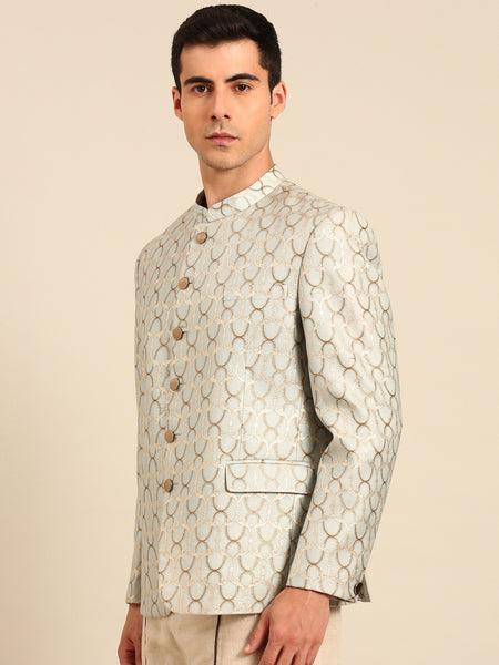 Beige Pant Light Blue Blazer Cord Set - MMCRSET006