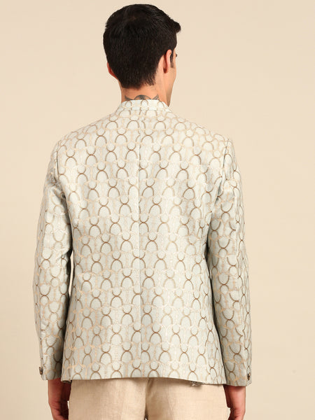 Beige Pant Light Blue Blazer Cord Set - MMCRSET006