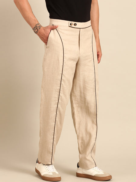 Beige Pant Light Blue Blazer Cord Set - MMCRSET006