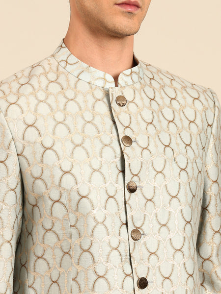 Beige Pant Light Blue Blazer Cord Set - MMCRSET006