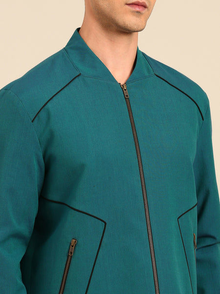 Beige Pant Green Bomber Jacket Cord Set - MMCRSET007