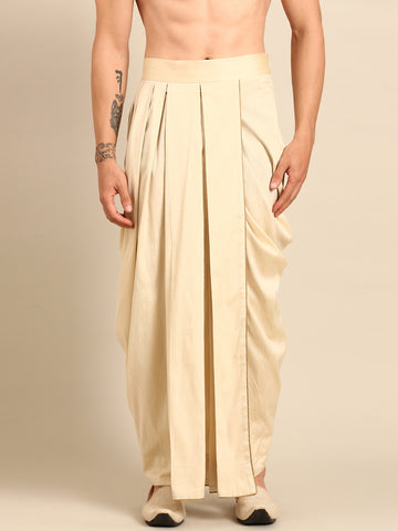 Beige Silk/Cotton Dhoti Pants - MMDHOTI011