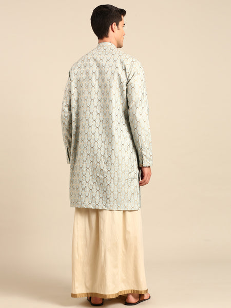 Beige & Gold Silk/Cotton Dhoti Skirt - MMDHOTI012