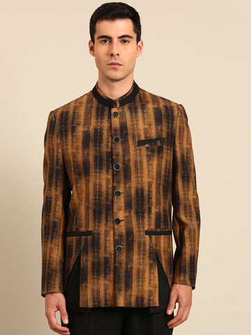 Brown Black Muslin Bandhgala - MMJ0173