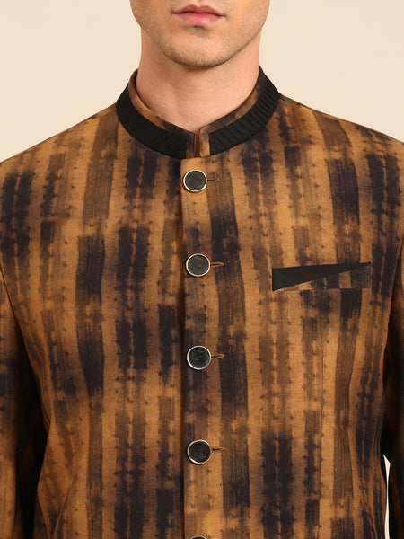 Brown Black Muslin Bandhgala - MMJ0173