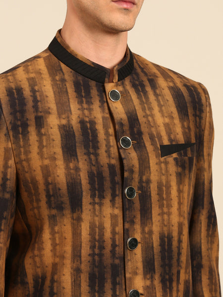 Brown Black Muslin Bandhgala - MMJ0173