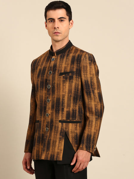 Brown Black Muslin Bandhgala - MMJ0173