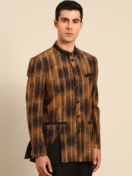 Brown Black Muslin Bandhgala - MMJ0173