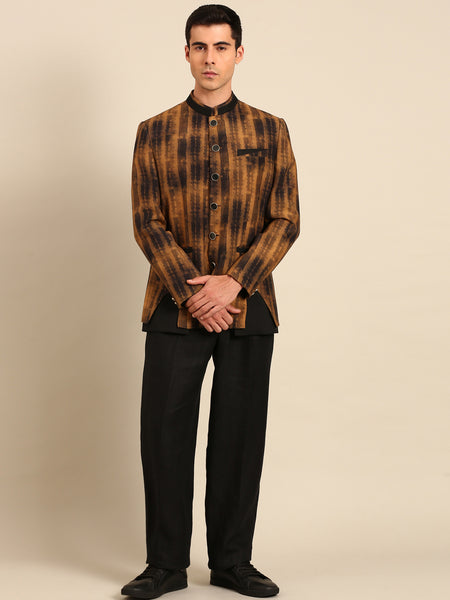 Brown Black Muslin Bandhgala - MMJ0173