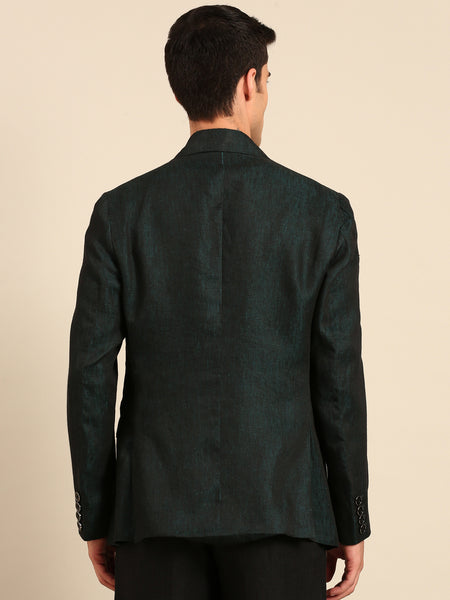 Peacock Blue 100% Linen Blazer - MMJ0174