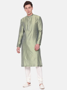 Green Jaquard Kurta Set - MMK0572