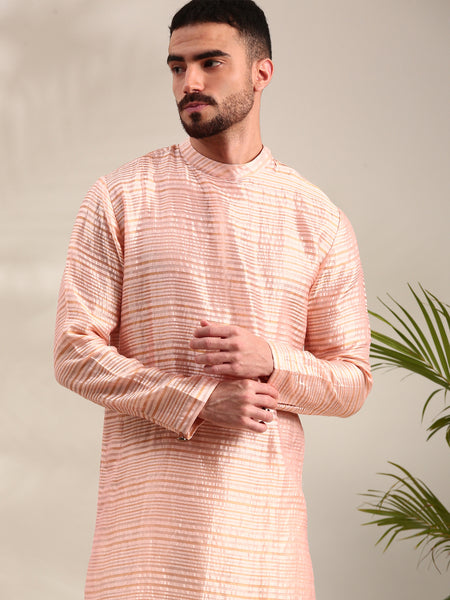 Peach Chanderi Kurta Set - MMK0621