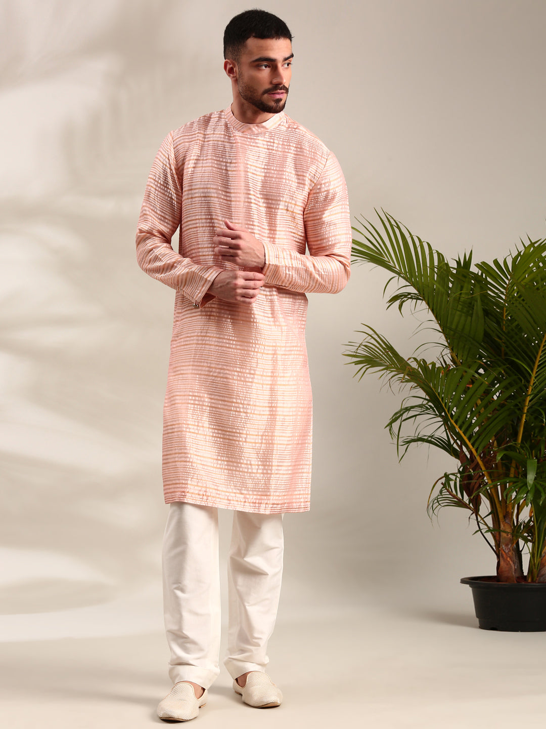 Peach Chanderi Kurta Set - MMK0621